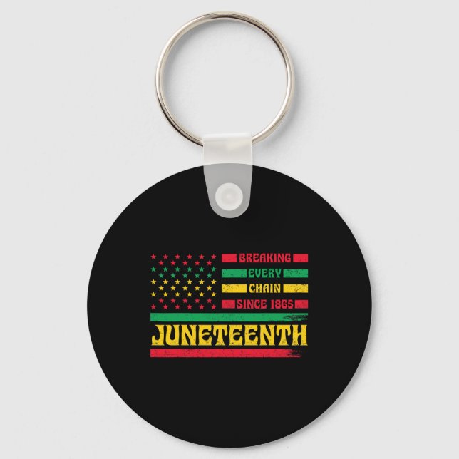 African American Flag Juneteenth Breaking Every Ch Key Ring (Front)