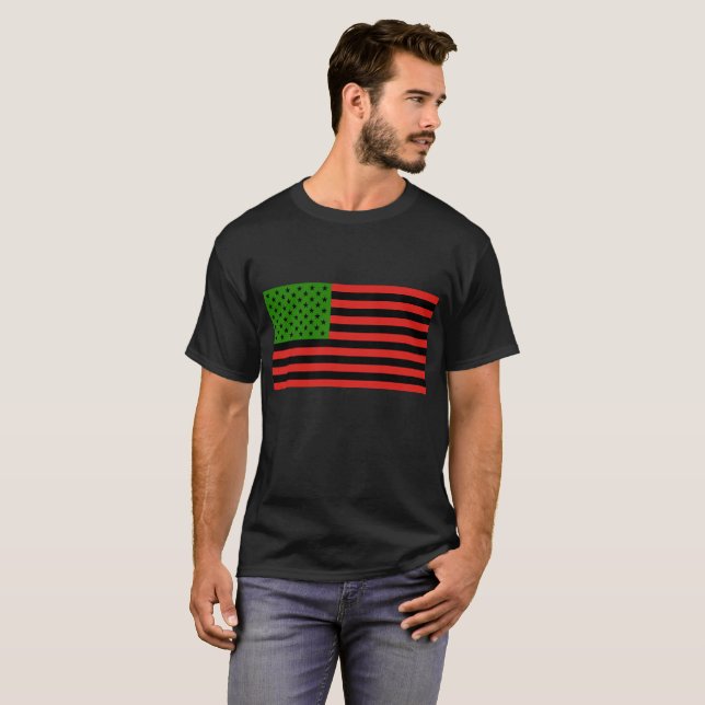 African American Flag - Red Black and Green T-Shirt (Front Full)