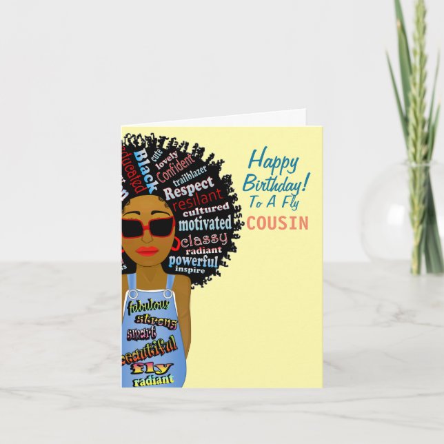 African American Fly Cousin Birthday Card (Front)