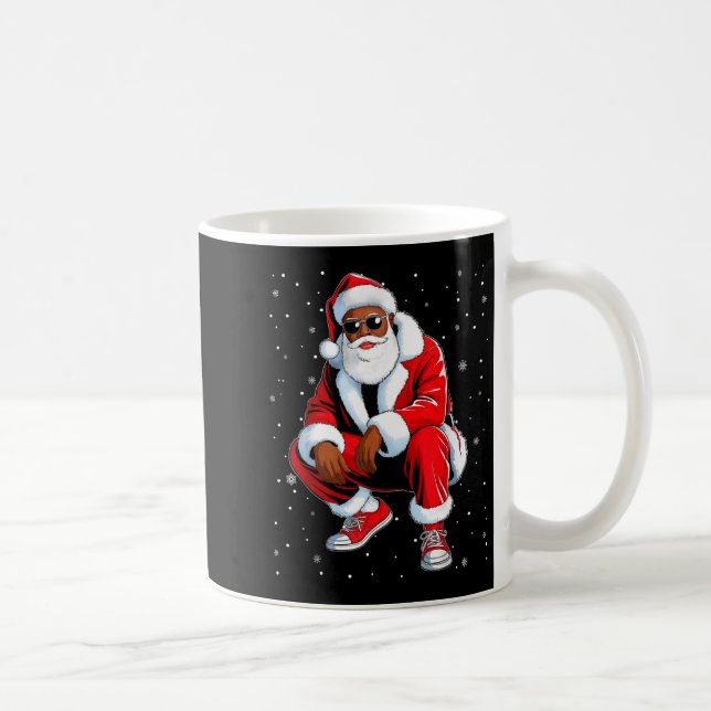 African American Funny Christmas Outfit Afro Santa Coffee Mug (Right)