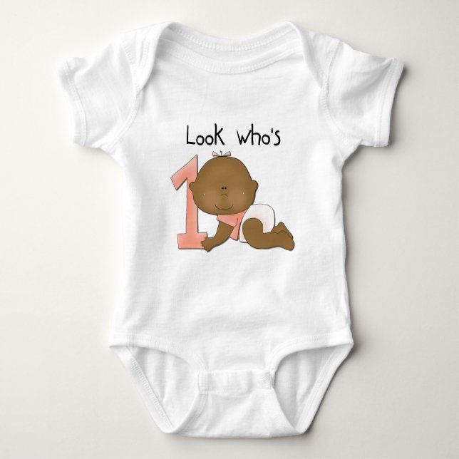 African American Girl 1st Birthday Tshirts (Front)