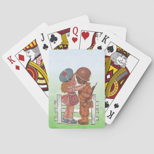 African American Girl and Boy Soldier Playing Cards (Back)