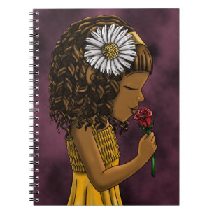 African American Girl and Rose Notebook