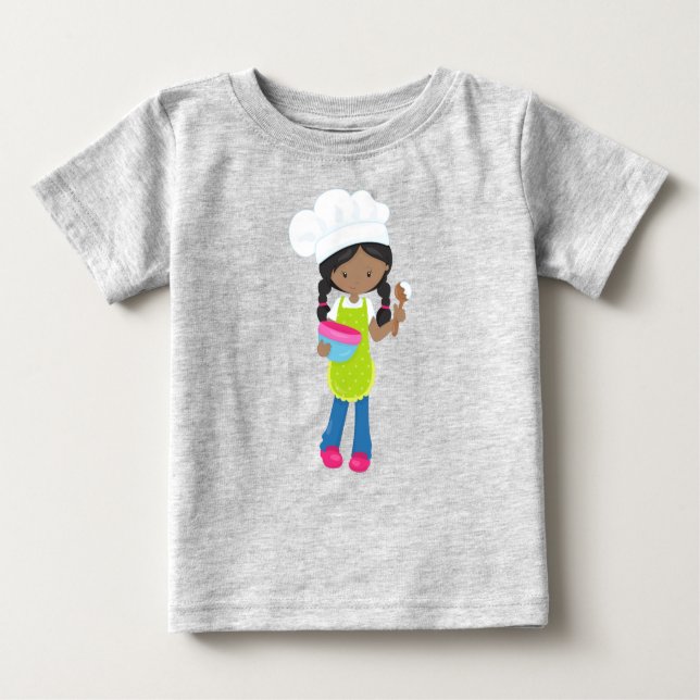 African American Girl, Baking, Baker, Bakery Baby T-Shirt (Front)