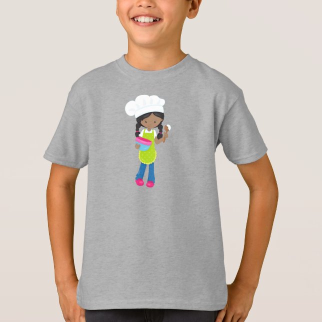 African American Girl, Baking, Baker, Bakery T-Shirt (Front)