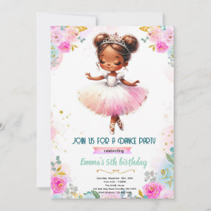 African American girl ballerina invite