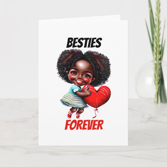 African American girl besties forever cute kids  Holiday Card (Front)
