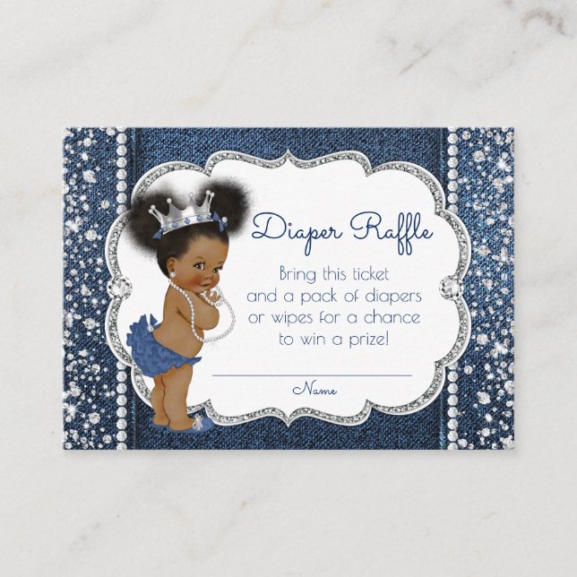 African American Girl Diaper Raffle Tickets Enclosure Card (Front)
