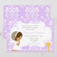 African American Girl First Communion Damask