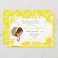 African American Girl First Communion Damask