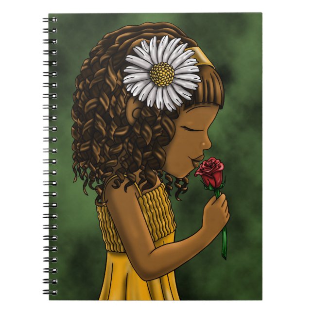 African American Girl Flower Spiral Notebook (Front)