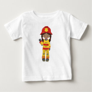 African American Girl, Girl Fireman, Firefighter Baby T-Shirt