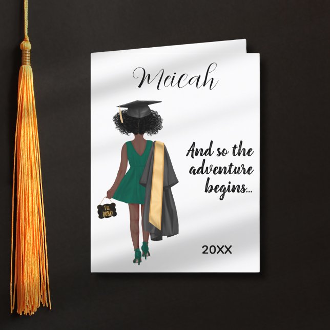 African American Girl Graduation Modern Congrats Holiday Card (Creator Uploaded)