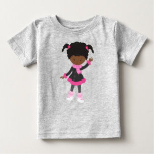 African American Girl, Ice Skating Girl, Cute Girl Baby T-Shirt