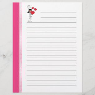 African American Girl Lined Recipe Pages