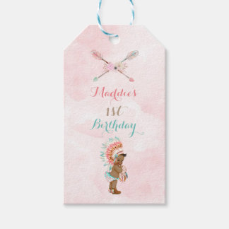 African American Girl Native Headdress Moccasins Gift Tags
