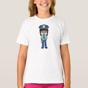 African American Girl, Police Girl, Police Officer T-Shirt