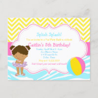 African American Girl Pool Party Bash Party