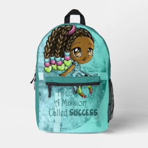 African American Girl Positive Words Hearts Printed Backpack