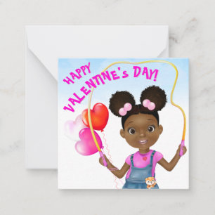 African American Girl Skipping Classroom Valentine Card