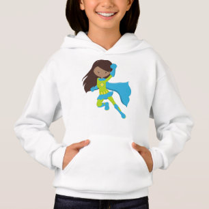 African American Girl, Superhero Girl, Blue Cape