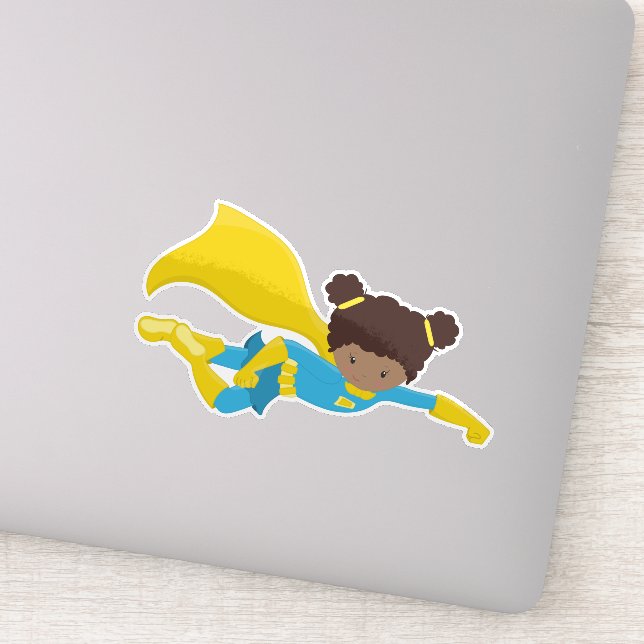 African American Girl, Superhero Girl, Yellow Cape (Detail)