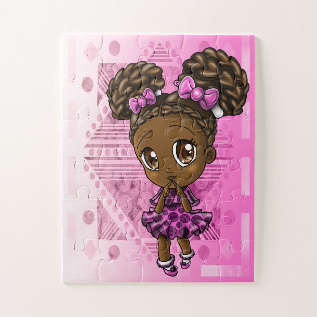 African American Girl with Braids Jigsaw Puzzle (Vertical)