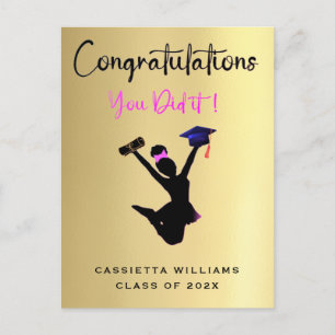African American Girls Gold Graduation Card