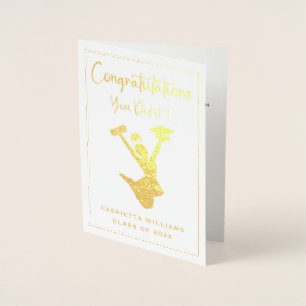 African American Girls Gold Graduation Foil Card