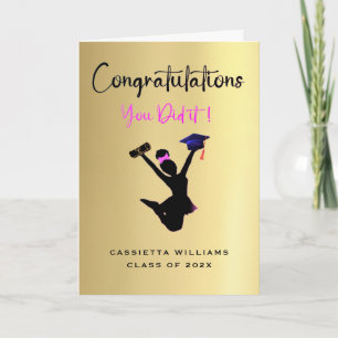 African American Girls Graduation Congratulations Card