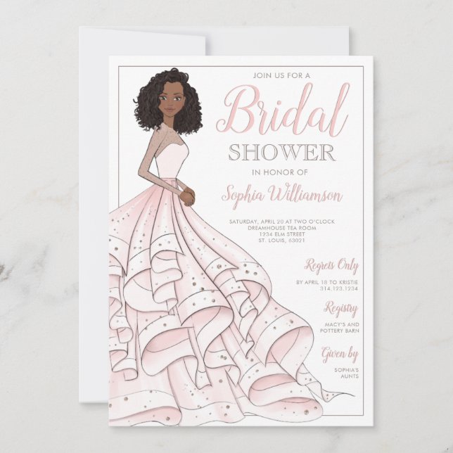 African American Glam Bride Bridal Shower Invitation (Front)