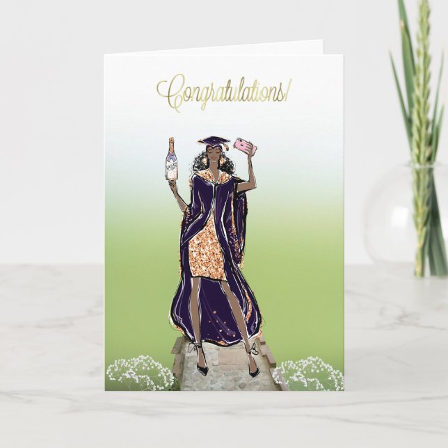 African American Graduation Congratulations Card (Front)