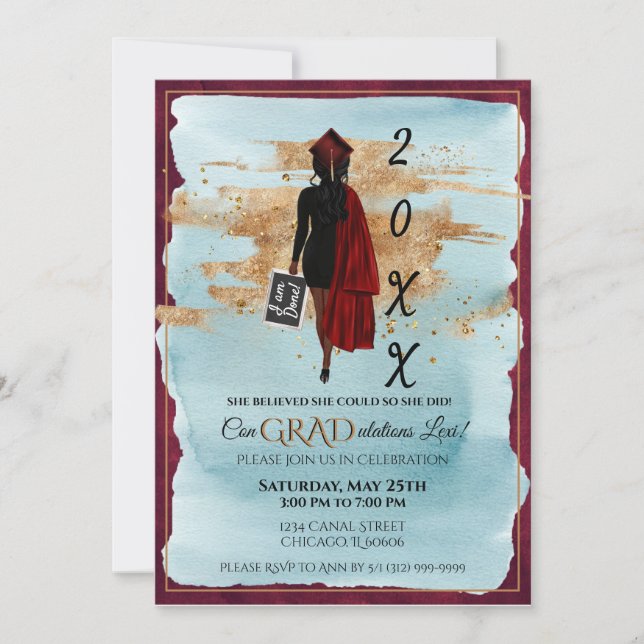 African American Graduation Invitation (Dark Skin) (Front)