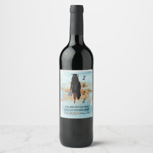 African American Graduation Wine Lbl (Dark Skin)  Label
