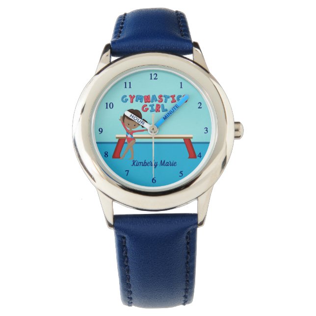 African American Gymnastics Girl Gymnast Kids Watch (Front)