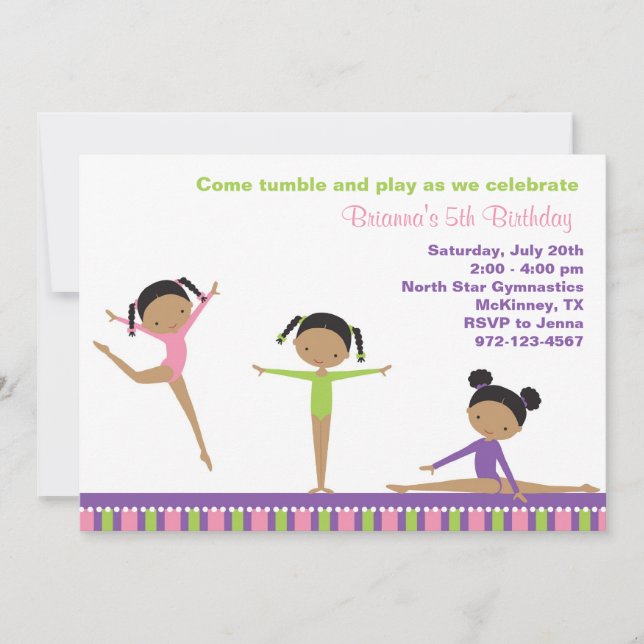 African American Gymnastics Invitations (Front)