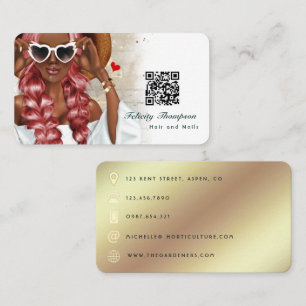 African American Hair Stylist QR Code Business Car Business Card