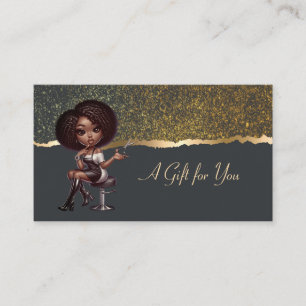 African American Hairdresser Confetti Border Black Discount Card