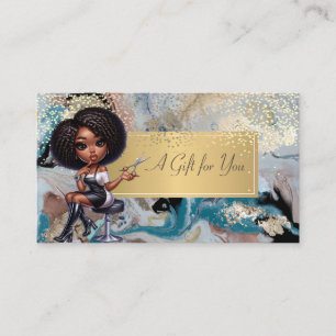African American Hairdresser Marble,Confetti  Discount Card