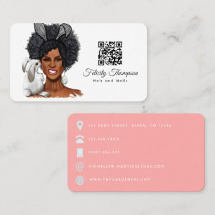 African American Hairdresser QR Code Business Card