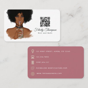 African American Hairdresser QR Code Business Card