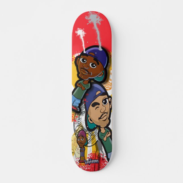 African American Hip Hop Cartoon Skateboard (Front)