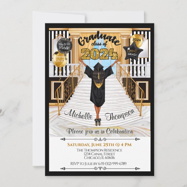 African American Hispanic Graduation Invitation (Front)