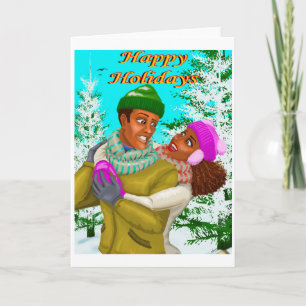 African American Holiday Folded Greeting Card