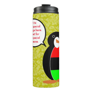 African American Holiday Ms. Penguin Talking Thermal Tumbler