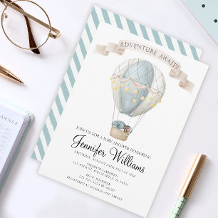 African American hot air balloon baby shower  Invi Invitation