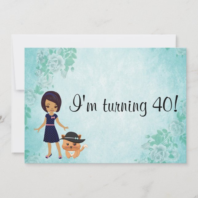 African American I'm turning 40 birthday Invitation (Front)
