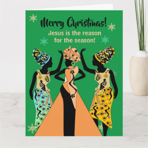 African American Inspirational Christian Christmas Card