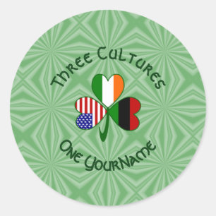 African American Irish Shamrock Flag Personalised Classic Round Sticker