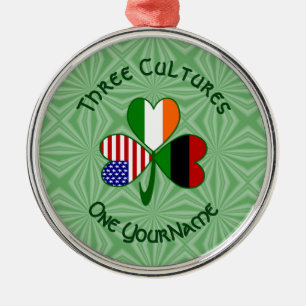 African American Irish Shamrock Flag Personalised  Metal Tree Decoration